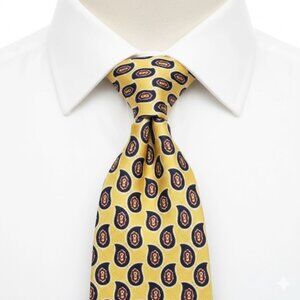 Tommy Hilfiger Silk Tie Paisley Yellow Blue Vintage  90's